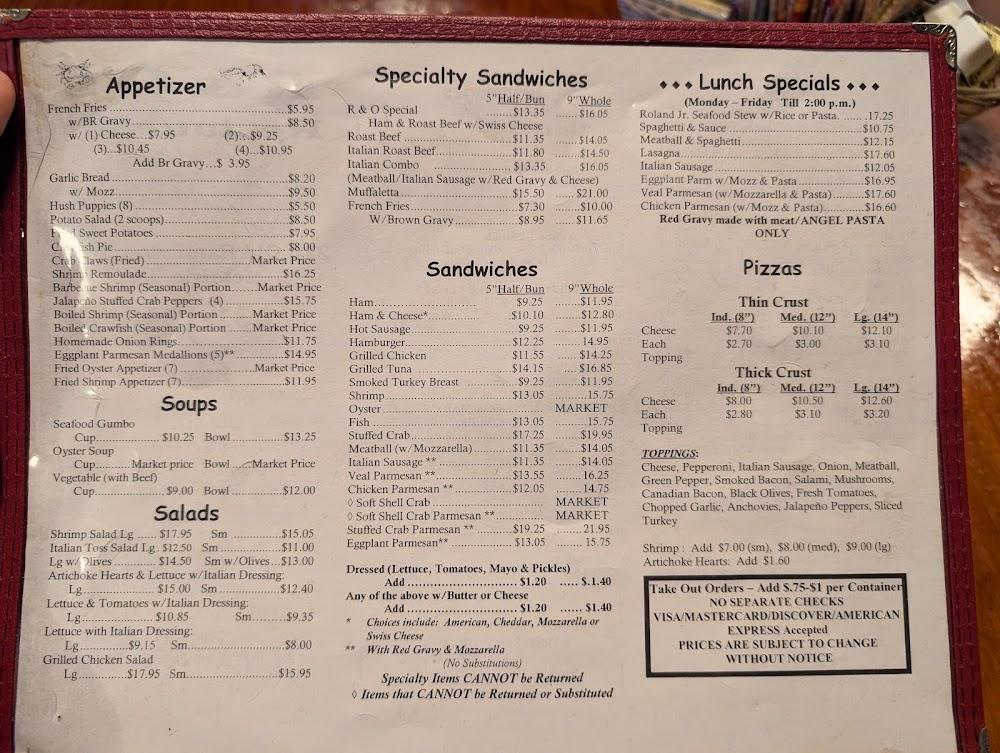 R & O Restaurant and Catering Menu image 4
